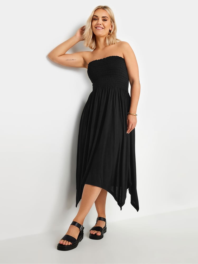 Yours Curve Black Shir Bandeau Midi Dress - Image 1 of 5