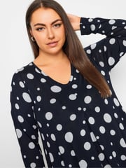 Yours Curve Blue Dot Printed Mini Dress - Image 4 of 5