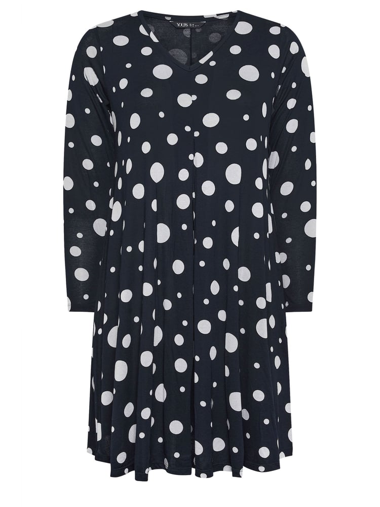 Yours Curve Blue Dot Printed Mini Dress - Image 5 of 5