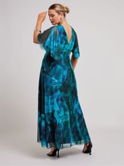 Yours Curve Blue London Abstract Wrap Maxi Dress - Image 3 of 5