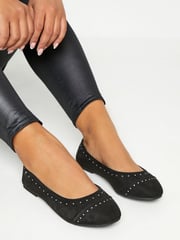 Yours Curve Black Ground Wide Fit Blaise Ballerinas - Image 1 of 5