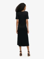 Superdry Black Short Sleeve V-Neck Midi Jersey 100% Cotton. Dress - Image 3 of 6