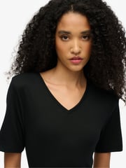 Superdry Black Short Sleeve V-Neck Midi Jersey 100% Cotton. Dress - Image 4 of 6