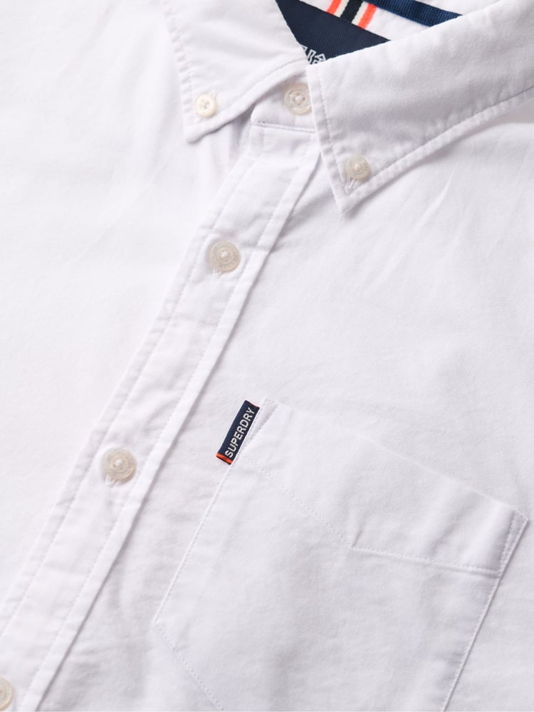 Superdry White 100% Cotton Essentials Oxford Shirt - Image 6 of 6