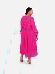 Loveabode Pink Plisse Long Sleeve Wrap Midaxi Dress - Image 2 of 5