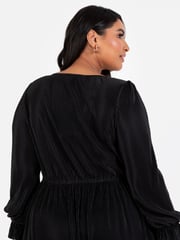 Plisse Long Sleeve Wrap Midaxi Dress - Image 4 of 5