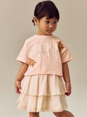 Peach Pink 100% Cotton T-Shirt & Skirt Set (3mths-7yrs) - Image 1 of 8