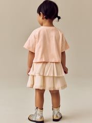 Peach Pink 100% Cotton T-Shirt & Skirt Set (3mths-7yrs) - Image 3 of 8