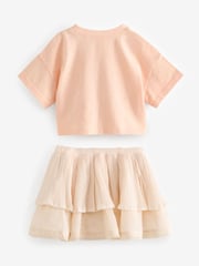 Peach Pink 100% Cotton T-Shirt & Skirt Set (3mths-7yrs) - Image 6 of 8