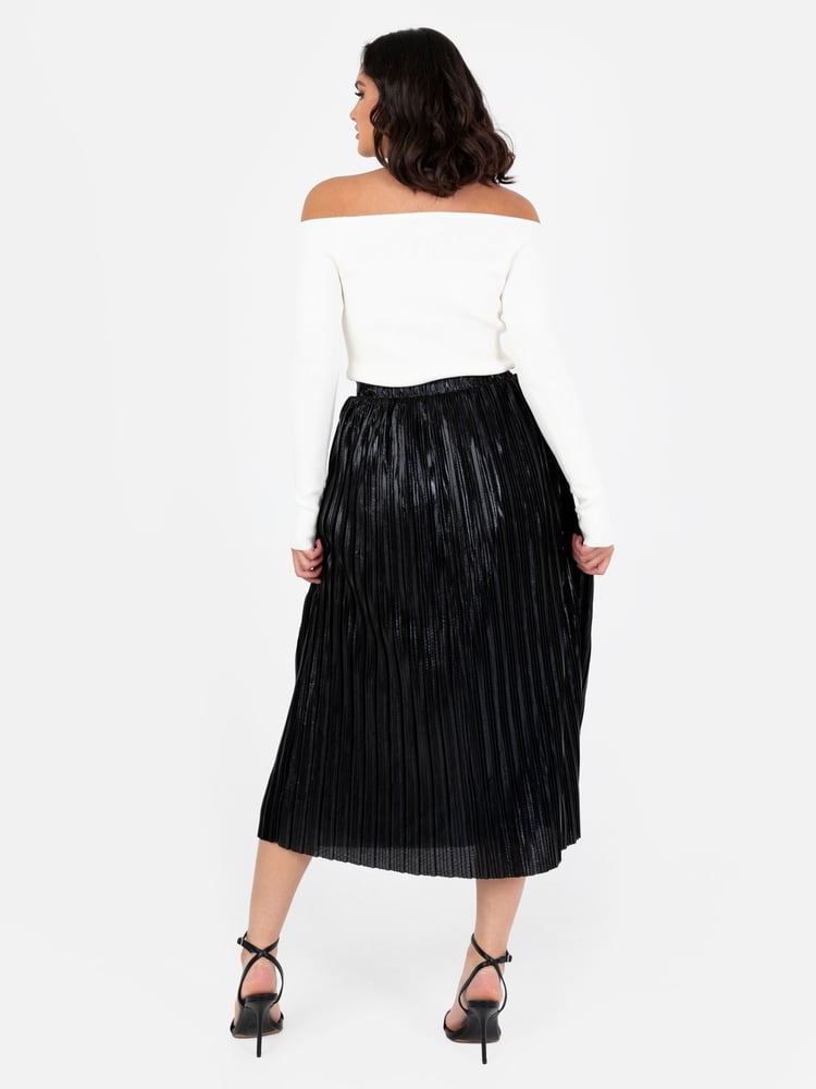 Lovedrobe Pleated Metallic Midi Skirt - Image 2 of 6