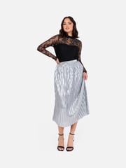 Lovedrobe Pleated Metallic Midi Skirt - Image 1 of 6