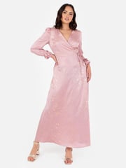 Lovedrobe Pink Wrap Front Long Sleeve Midaxi Dress - Image 1 of 5