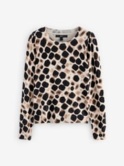 Brown Neutral Crew Neck Long Sleeve Pattern Knitted Jumper - Image 6 of 8