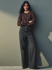 Animal Burgundy Crew Neck Long Sleeve Pattern Knitted Jumper - Image 2 of 8