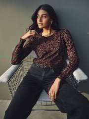 Animal Burgundy Crew Neck Long Sleeve Pattern Knitted Jumper - Image 3 of 8
