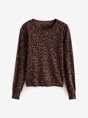 Animal Burgundy Crew Neck Long Sleeve Pattern Knitted Jumper - Image 6 of 8
