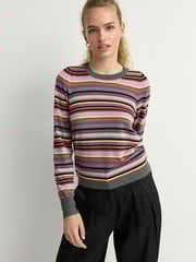 Multi Bright Stripe Crew Neck Long Sleeve Pattern Knitted Jumper - Image 2 of 7