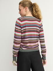 Multi Bright Stripe Crew Neck Long Sleeve Pattern Knitted Jumper - Image 3 of 7