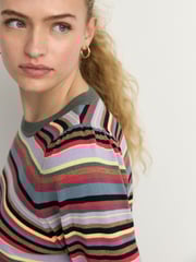 Multi Bright Stripe Crew Neck Long Sleeve Pattern Knitted Jumper - Image 4 of 7