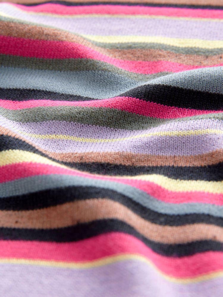 Multi Bright Stripe Crew Neck Long Sleeve Pattern Knitted Jumper - Image 7 of 7