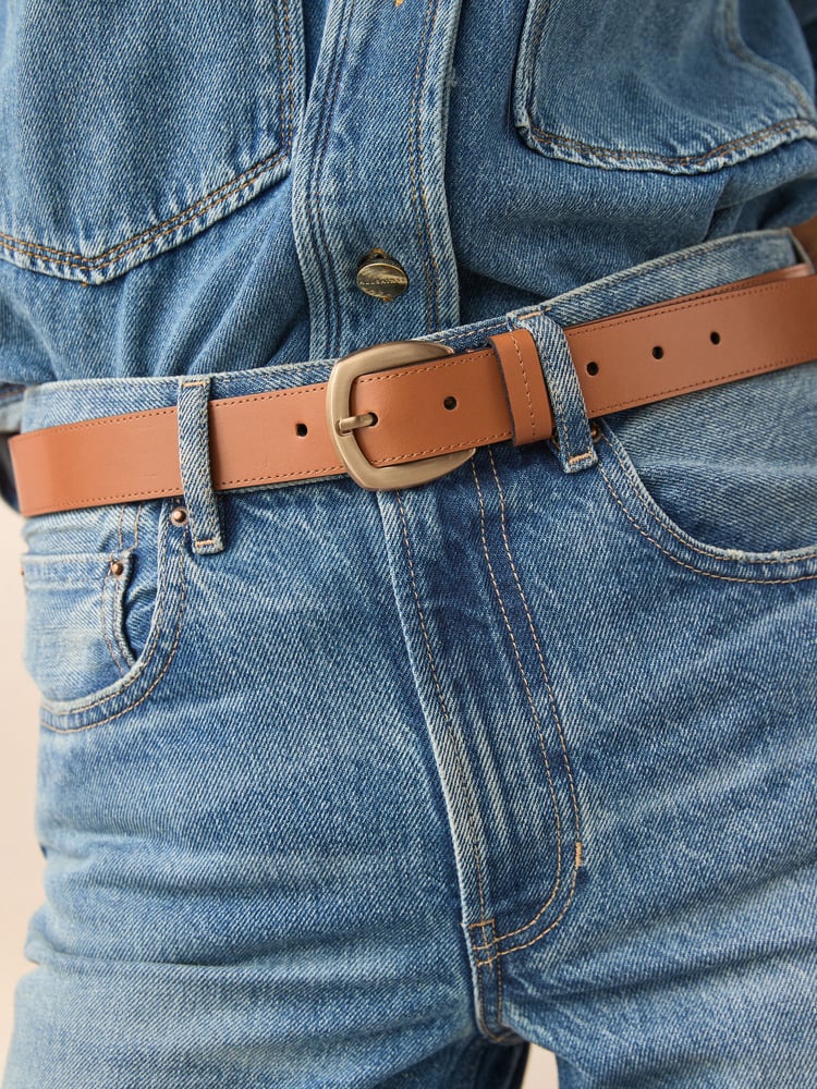Tan Brown Regular Premium Made In Italy Casual Leather Belt - Image 2 of 5