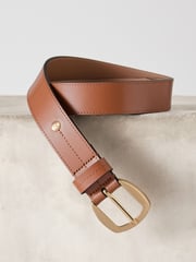 Tan Brown Regular Premium Made In Italy Casual Leather Belt - Image 3 of 5