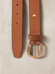 Tan Brown Regular Premium Made In Italy Casual Leather Belt - Image 4 of 5