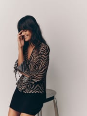 Zebra Long Sleeve Mesh Shirt - Image 1 of 8