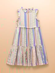 Joules Poppie Blue & Pink Woven Midi Dress - Image 1 of 4