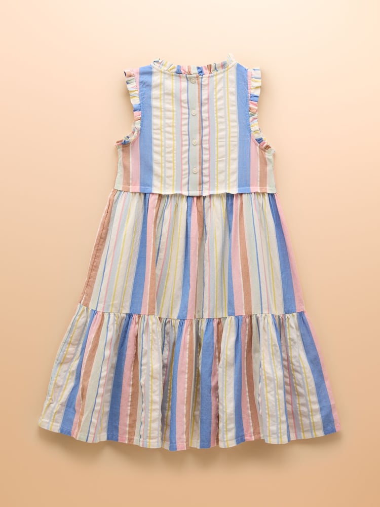 Joules Poppie Blue & Pink Woven Midi Dress - Image 2 of 4