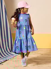 Joules Poppie Blue Woven Midi Dress - Image 1 of 8