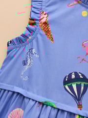 Joules Poppie Blue Woven Midi Dress - Image 6 of 8
