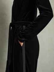 Reiss Black Vera Velvet Belted Wide Leg Jumpsuit - Image 5 of 10