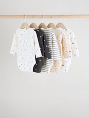 Black and White Baby Long Sleeve Bodysuits 5 Pack - Image 2 of 13