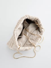 Cream Textured Velvet Snap Clutch - Image 8 of 11