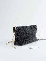 Black Textured Velvet Snap Clutch - Image 4 of 9
