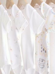 White Baby Animal Print Short Sleeve Bodysuits 5 Pack - Image 5 of 13