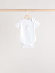 White Baby Animal Print Short Sleeve Bodysuits 5 Pack - Image 6 of 13