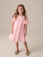 Pink Sparkle Angel Sleeve Sequin Party Dress (3-16yrs) - Image 2 of 9