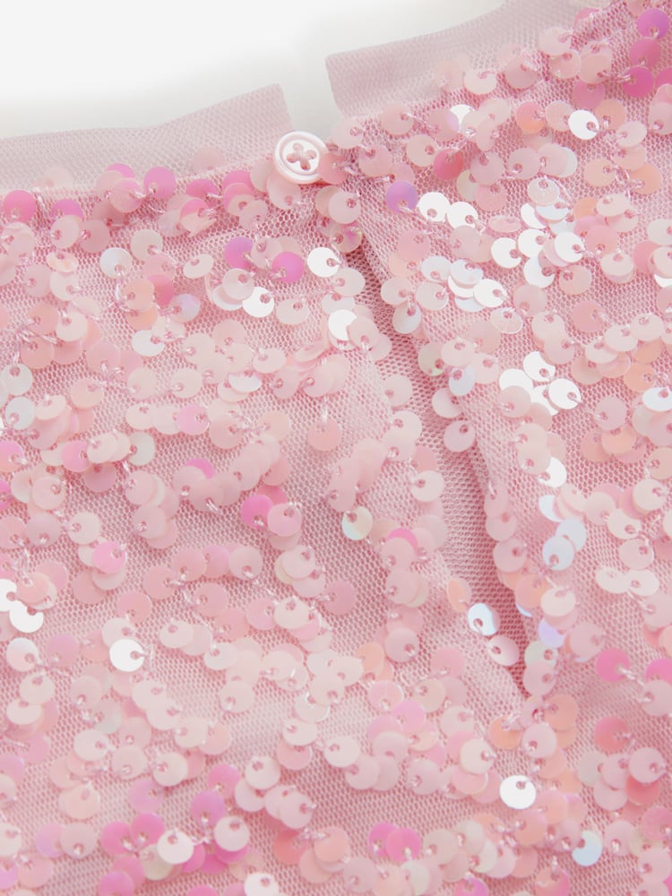 Pink Sparkle Angel Sleeve Sequin Party Dress (3-16yrs) - Image 9 of 9