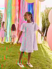 Lilac Purple Sparkle Angel Sleeve Sequin Party Dress (3-16yrs) - Image 2 of 7