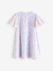 Lilac Purple Sparkle Angel Sleeve Sequin Party Dress (3-16yrs) - Image 5 of 7