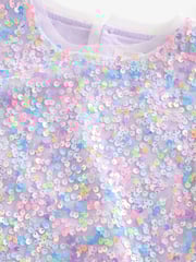 Lilac Purple Sparkle Angel Sleeve Sequin Party Dress (3-16yrs) - Image 6 of 7