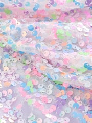 Lilac Purple Sparkle Angel Sleeve Sequin Party Dress (3-16yrs) - Image 7 of 7