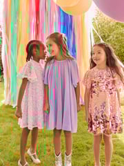 Lilac Purple Rainbow Sparkle Angel Sleeve Party Dress (3-16yrs) - Image 4 of 10