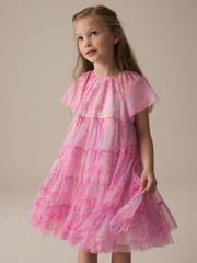 Pink Rainbow Sparkle Mesh Party Dress (3-16yrs) - Image 1 of 10