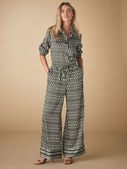 Geo Print Satin Wide Leg Trousers - Image 2 of 8
