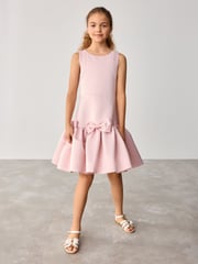 Baker by Ted Baker Pink Satin Bow Detail Occasion Dress - Image 4 of 10