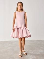 Baker by Ted Baker Pink Satin Bow Detail Occasion Dress - Image 5 of 10