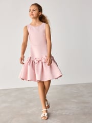 Baker by Ted Baker Pink Satin Bow Detail Occasion Dress - Image 6 of 10